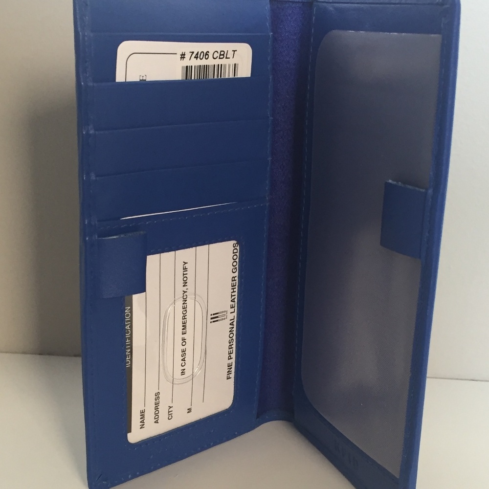 NWT Leather Checkbook Cover in Cobalt Blue